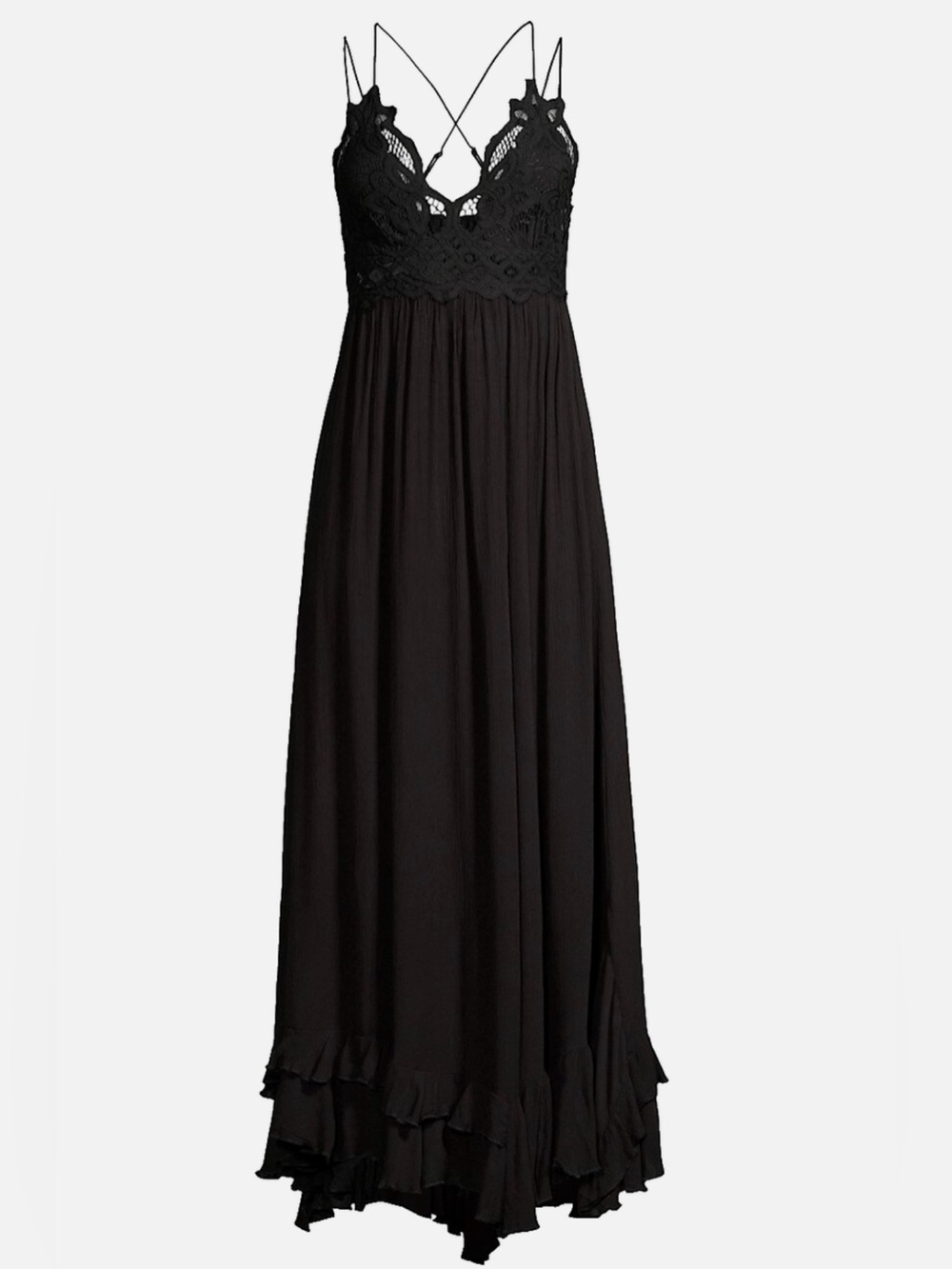 Free People FP One Adella Maxi Slip Lace Dress with Adjustable Spaghetti Straps